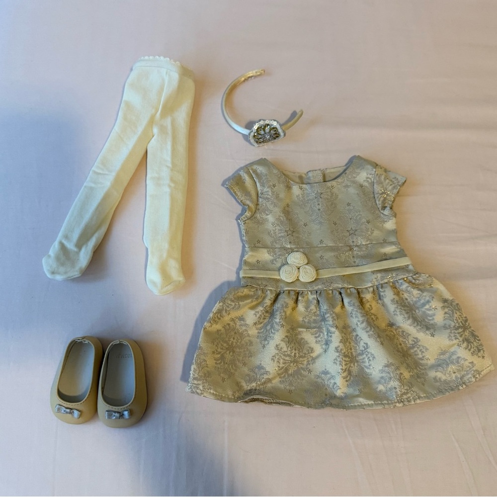 2013 American Girl Doll Gold Holiday Dress Outfit
